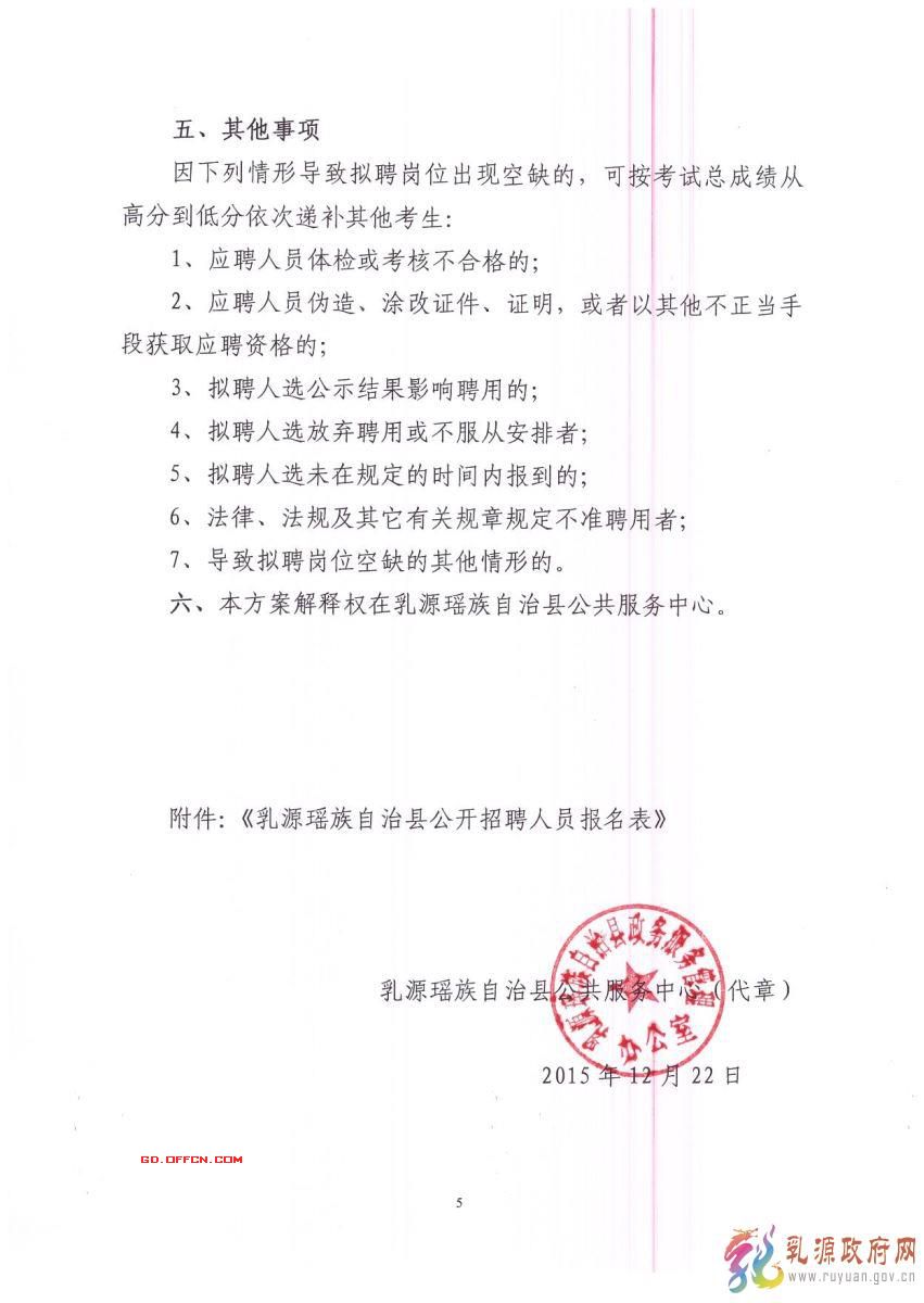 2015年乳源瑤族自治縣縣辦事大廳窗口公開招聘8名專職工作人員公告